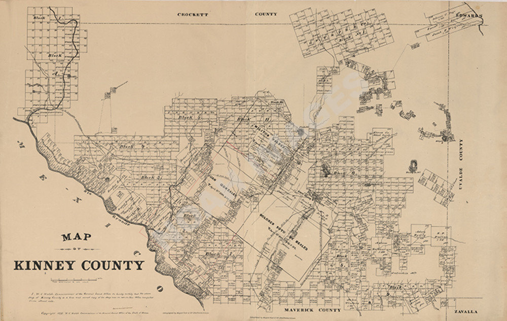 Map of Kinney County TX c1879 repro 30x20 eBay