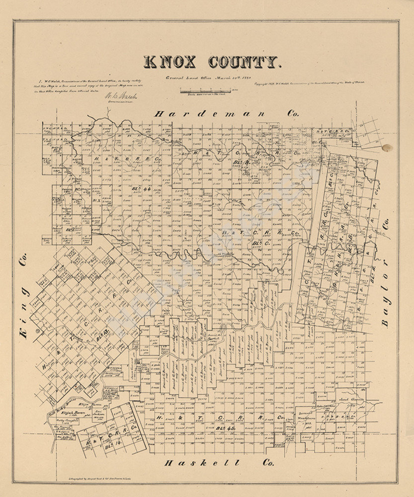 Map of Knox County TX c1879 repro 20x24 eBay