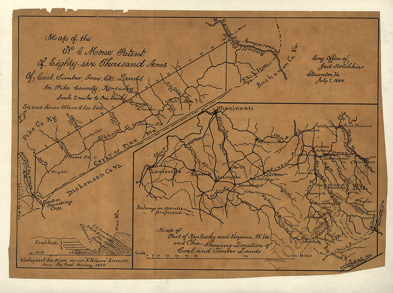 Map of land Pike County KY repro 16x12 eBay