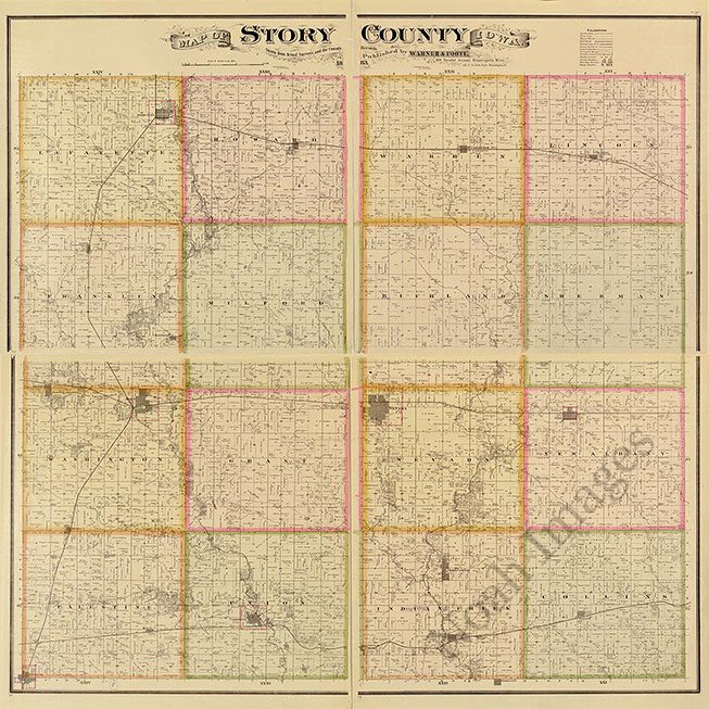 Map of Story County Iowa c1883 map 24x24 eBay