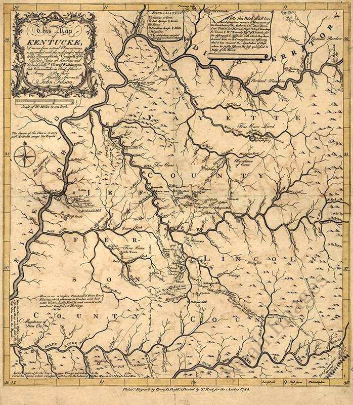 1835 Mammoth Cave National Park Kentucky Cave System Map 20x24