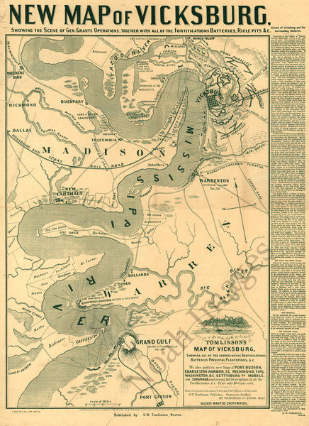 Map of the rebel position at Vicksburg MS c1863 12x14
