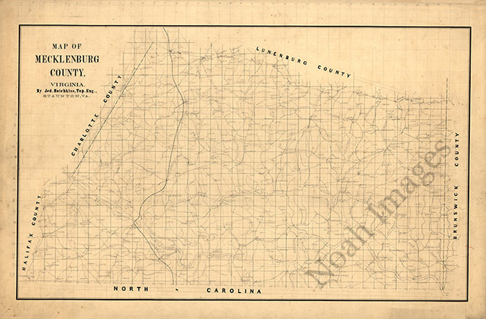Map of Virginia showing slave population c1860 25x20
