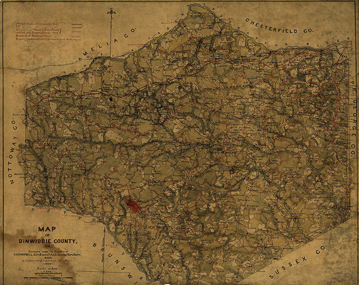 Map of Dinwiddie County Virginia c1864 30x24 | eBay