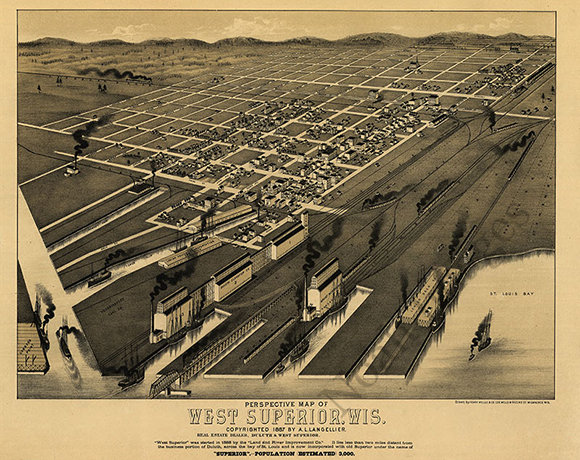 Beloit WI panorama c1890 map 20x16